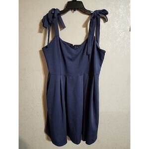 Shein Curve Dress Tie Shoulder Strap Blue Fit & Flare sz 3XL Heavyweight